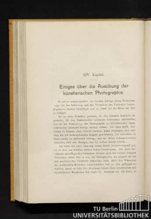 XIV. Kapitel: Einiges über die Ausübung der künstlerischen Photographie.