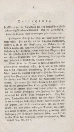 1-32 Beleuchtung der Denkschrift für die Aufhebung des den katholischen Geistlichen vorgeschriebenen Cölibates