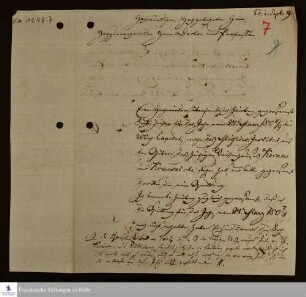 Brief von Rechnungsführer Poshart an [Georg Christian Knapp].