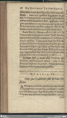 Quaestio II. Num quae Traditiones sint de Fide Christiana