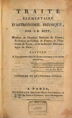 Traité élémentaire d'astronomie physique. 2
