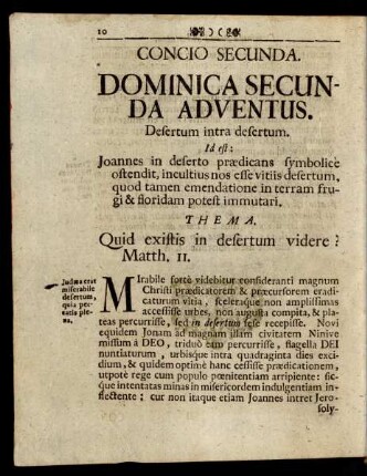 Concio Secunda. Dominica Secunda Adventus.