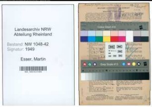 Entnazifizierung Martin Esser , geb. 05.11.1892 (Registrator)