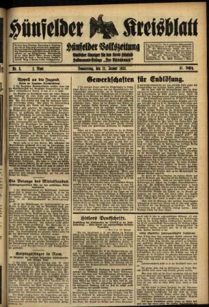 Zweite Ausgabe vom Donnerstag, den 21. Januar 1932.