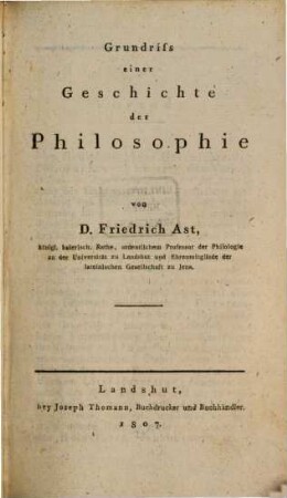 Grundriss einer Geschichte der Philosophie