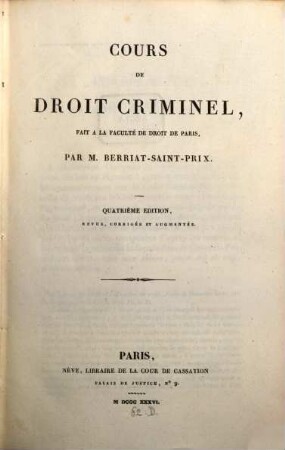 Cours de Droit Criminel