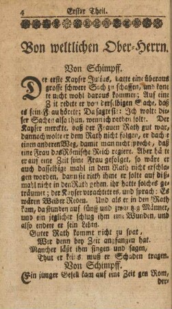 (Der erste Theil). Von weltlichen Ober-Herrn