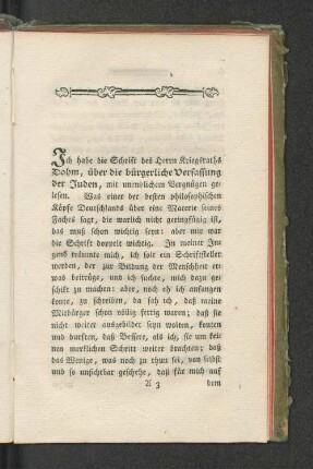 [Anmerkungen zu der Schrift des Herrn Dohm, über die bürgerliche Verfassung der Juden.]