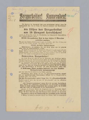 "Bergarbeiter! Kameraden!"
