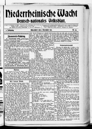 Niederrheinische Wacht : deutsch-nationales Volksblatt
