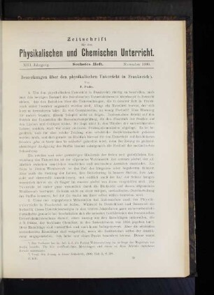 Bemerkungen über den physikalischen Unterricht in Frankreich.