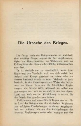 Die Ursache des Krieges