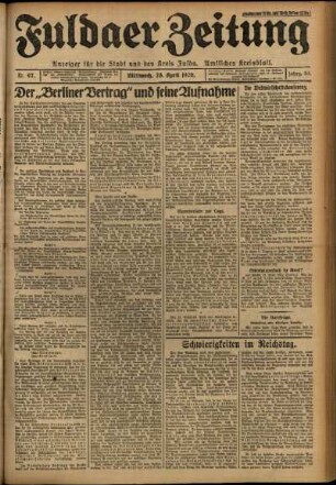 Ausgabe vom Mittwoch, den 28. April 1926.