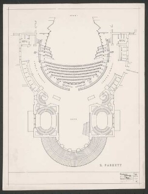 Stadttheater (auch: Opernhaus), Wuppertal Umbau: Grundriss 2. Parkett