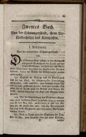Zweytes Buch. Von der Schwangerschaft, ihren Verschiedenheiten und Kennzeichen.