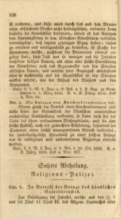 Sechste Abtheilung. Religions-Polizei.