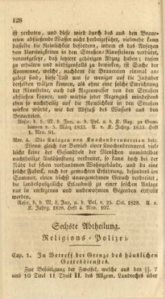 Sechste Abtheilung. Religions-Polizei.