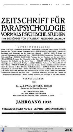 7=59: Zeitschrift für Parapsychologie