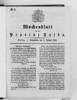 Nr. 2, Ausgabe vom 8. Januar 1842