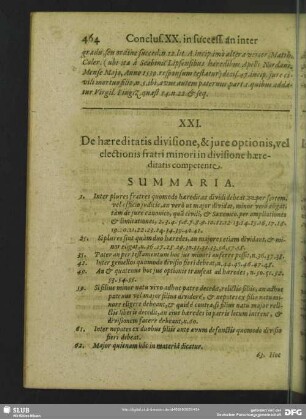 XXI. De haereditatis divisione, & jure optionis, vel electionis fratri minori in divisione haereditatis competente