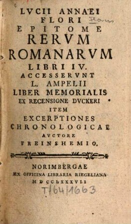 Epitome rerum Romanorum : libri IV