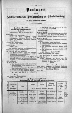 In nicht öffentlicher Sitzung (102.), 27. Februar 1907
