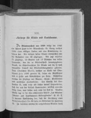 XIII. Fürsorge für Blinde und Taubstumme.
