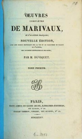 Oeuvres complètes de Marivaux, 1
