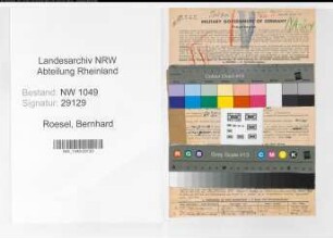Entnazifizierung Bernhard Roesel , geb. 12.06.1899 (Polizeioffizier)
