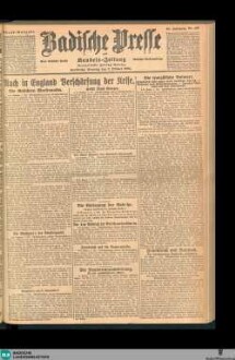 Badische Presse : Generalanzeiger der Residenz Karlsruhe und des Großherzogtums Baden, Abendausgabe