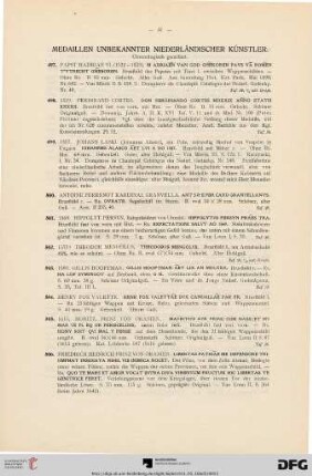 Medaillen unbekannter Niederländischer Künstler. (Nr. 497-510)
