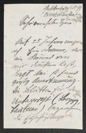 Brief von Peter Hille (Schriftsteller) an Gerhart Hauptmann