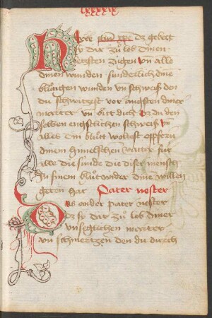 Fleuronnée-Initialen H und D (mit ergänzten Ranken, Federzeichnung)