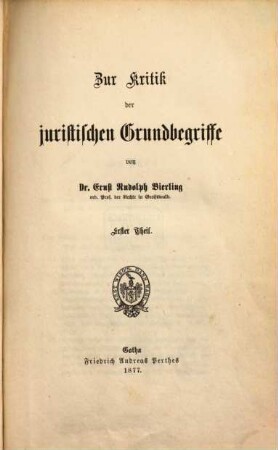 Zur Kritik der juristischen Grundbegriffe. 1