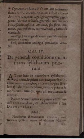 Cap. IV. De generali cognitione quantitatis syllabarum priorum