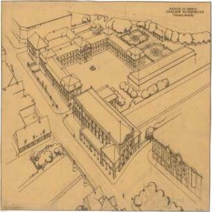 Fischer, Theodor; Bayreuth (Bayern); Rathaus (Umbau Infanteriekaserne) und Saalbau - Vogelperspektive