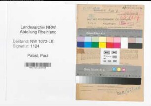 Entnazifizierung Paul Pabst , geb. 25.09.1898 (Vertreter)