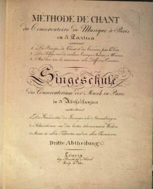 Méthode de chant du Conservatoire de Musique à Paris : en 3 parties .... 3, Arien in allen Taktarten und von allen Characteren