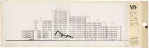 Märkisches Viertel, Wilhelmsruher Damm, Finsterwalder Straße, Berlin-Reinickendorf: Ansicht von Süden 1:200
