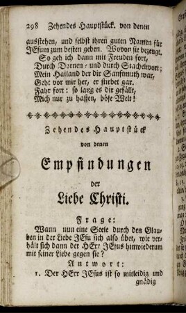 Zehendes Hauptstück von denen Empfindungen der Liebe Christi.