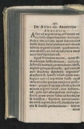 De Auri Ad Argentum Analogia.