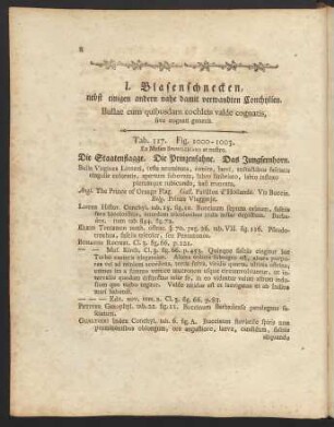 1. Blasenschnecken, nebst einigen andern nahe damit verwandten Conchylien.