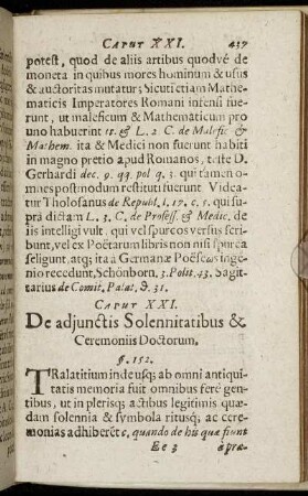 Caput XXI. De adjunctis Solennitatibus & Ceremoniis Doctorum.