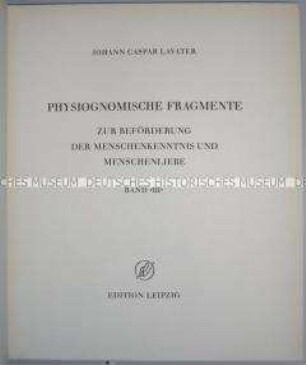 Nachdruck von Lavaters "Physiognomischen Fragmenten" nach der Ausgabe von 1775-1778, Band 3