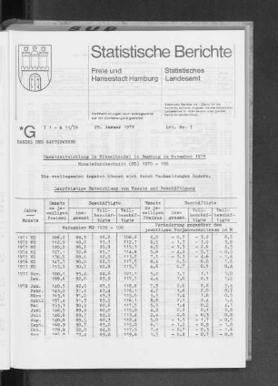 Umsatzentwicklung im Einzelhandel in Hamburg im November 1978 : Lfd. Nr. 7