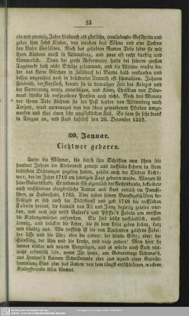 30. Januar. Lichtwer geboren