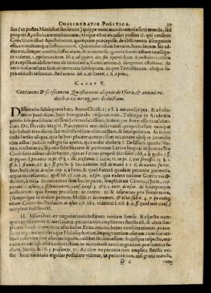 Caput V. Continens Discussionem Quaestionum aliquot de Vsuris, & annuis reditibus ex utroq[ue] jure deductam.