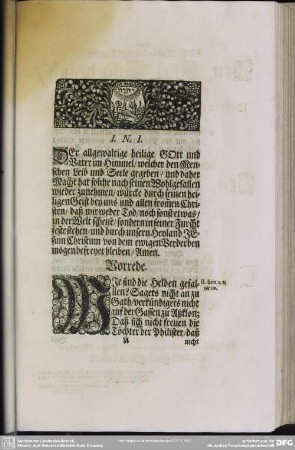 Leichenpredigt : Der tapffere und unerschrockene Heldenmuth der Gerechten. Vorrede, Leichtext, Eingang, Abhandelung