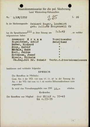 Seger, Gebhard