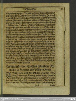 Ferdinandi von Gottes Gnaden Römischer zu Hungern und Böhmen König